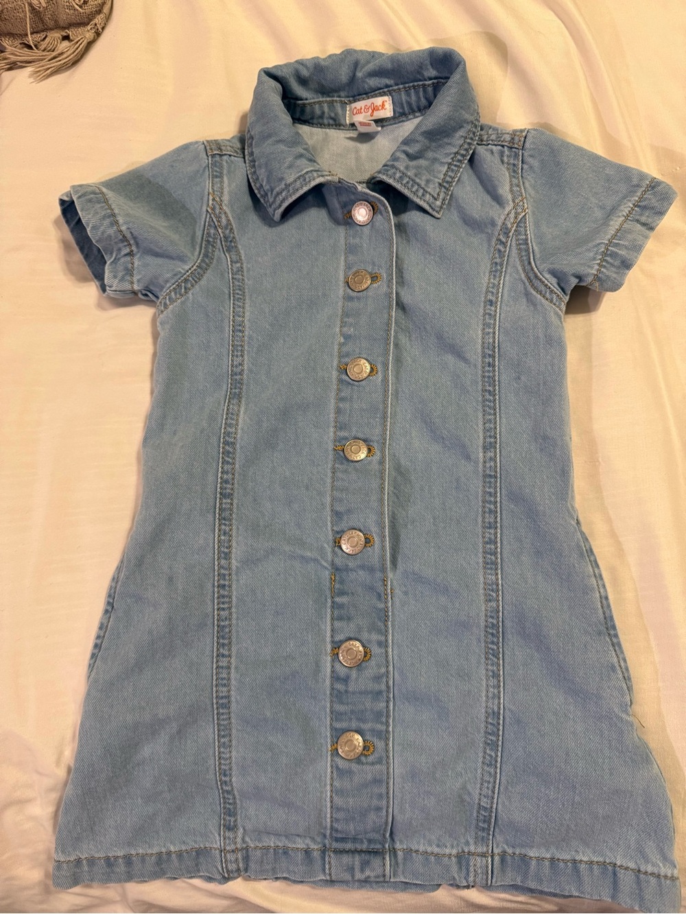 Cat & Jack Light Blue Denim Button-Front Kids Dress